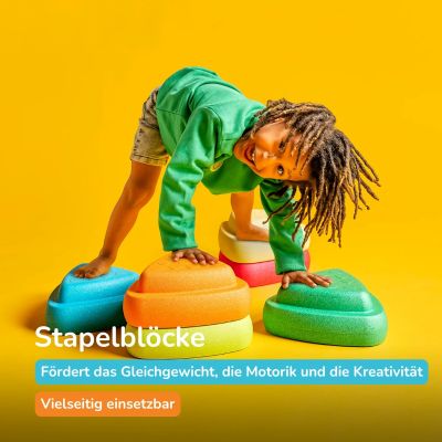 nattou Blocky Balance Stapelsteine – mehrfarbiges Balance- und Motorikspielzeug